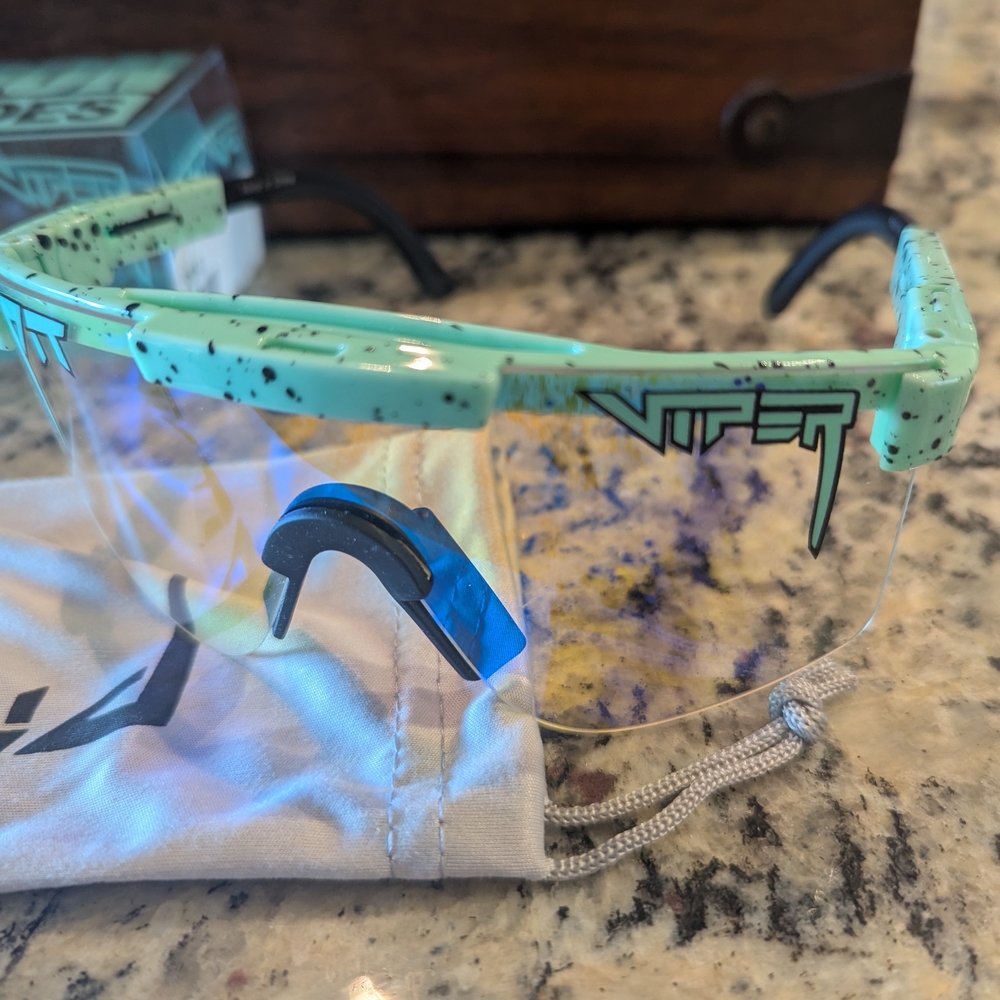 NEW Pit Viper Poseidon Night Shades - Low Light Sunglasses - Teal w/ Clear Pink